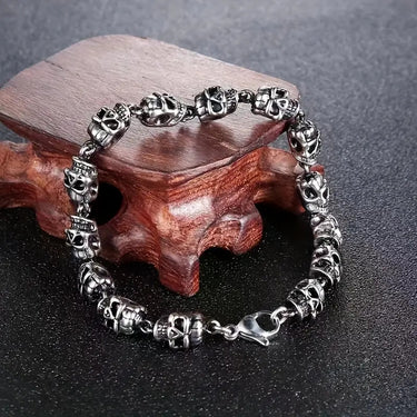 Titanium Steel Skull Link Chain Bracelet